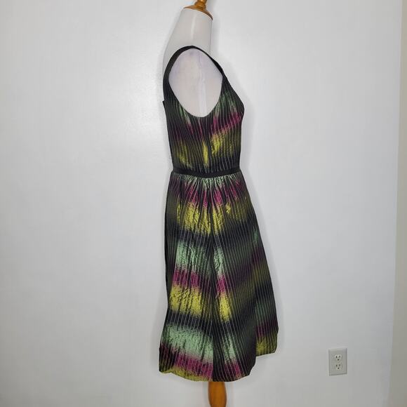 Vivienne Tam Silk Dress Fit Flare Party Cocktail Iridescent Purple Green Women 6 - Picture 2 of 14